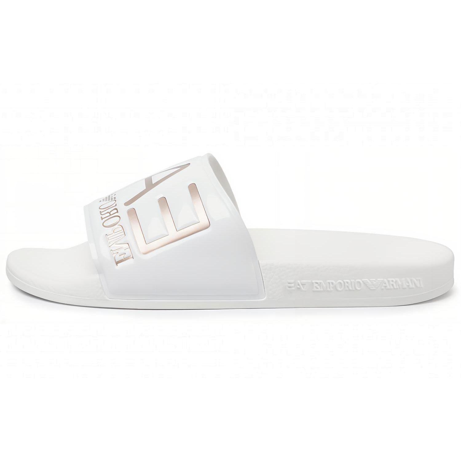 Emporio Armani EA7 Trendy Flat Silent Slide Sandals Unisex sandals White XCP001XCC22M632 35