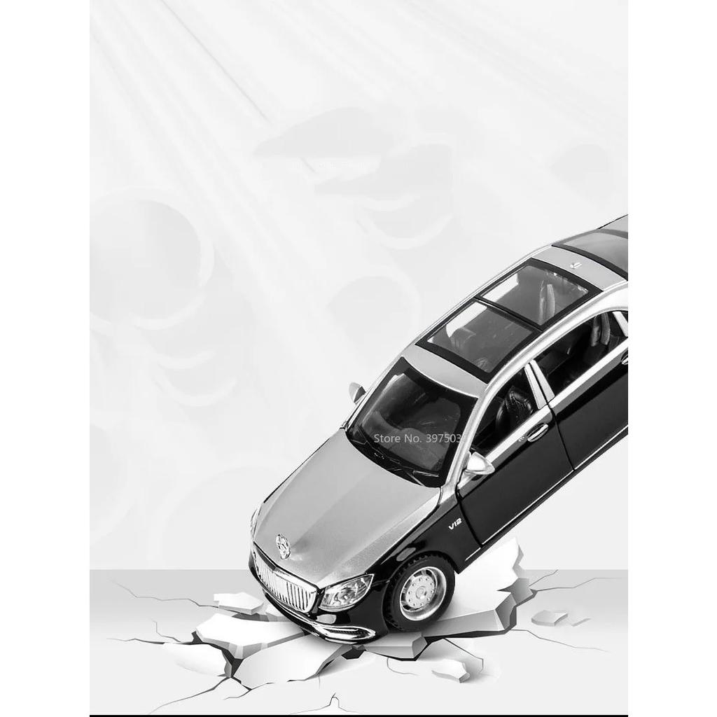 1/32 Benz Maybach S650 Model auta Slitina na hračky litá Limuzína Simulace Vozidla Zvuk Lehká Gumová pneumatika Hračky Dárky k narozeninám pro chlapce