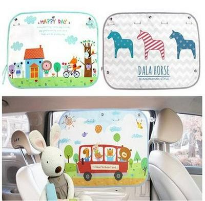 Korean Telescopic Car Sunshade with UV Protection and Cartoon Design