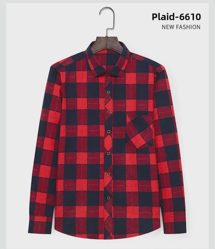 Pánská jarní flanelová košile s broušeným kostkovaným vzorem - ležérní styl