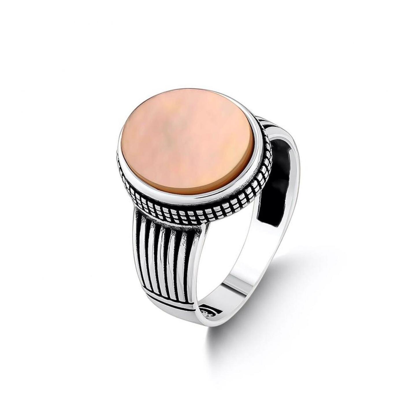 

Круглое кольцо из стерлингового серебра 925 пробы с мотивом из белого камня