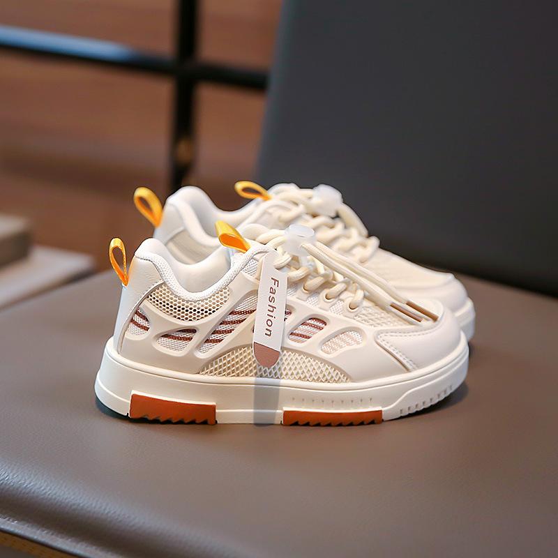 

Spring and Autumn New Children s Little White Shoes Sneakers Breathable Soft Sole Medium and Older Children s Boys Mesh Board Shoes 31 yards/19.0cm помаранчевий