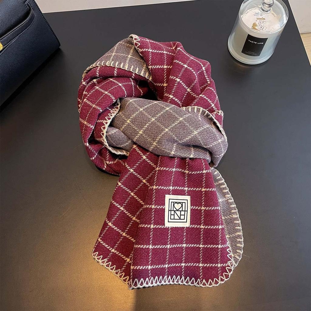 Korean Plaid Scarf Women Winter Classic Warm Imitation Cashmere Scarves Thick Bandana Fashion Luxury Shawl Wrap Bib Neckerchief