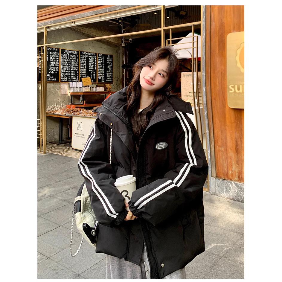 Black down cotton-padded clothes for women's winter year new loose student thickened anti-season cotton-padded clothes and cotton-padded jackets