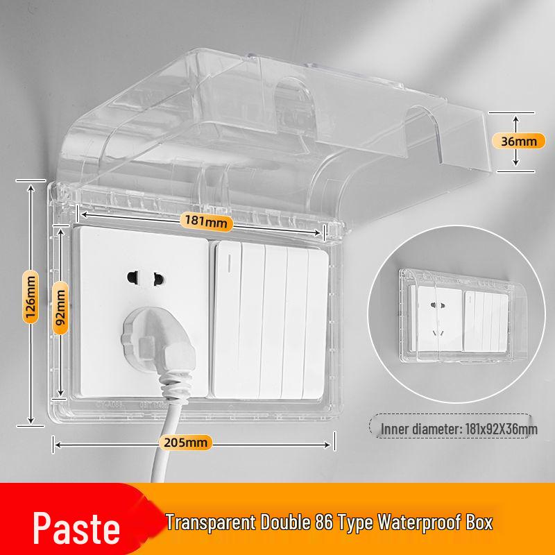 Self-Adhesive Splash-Proof Bathroom Socket Cover for 86 Type Switch