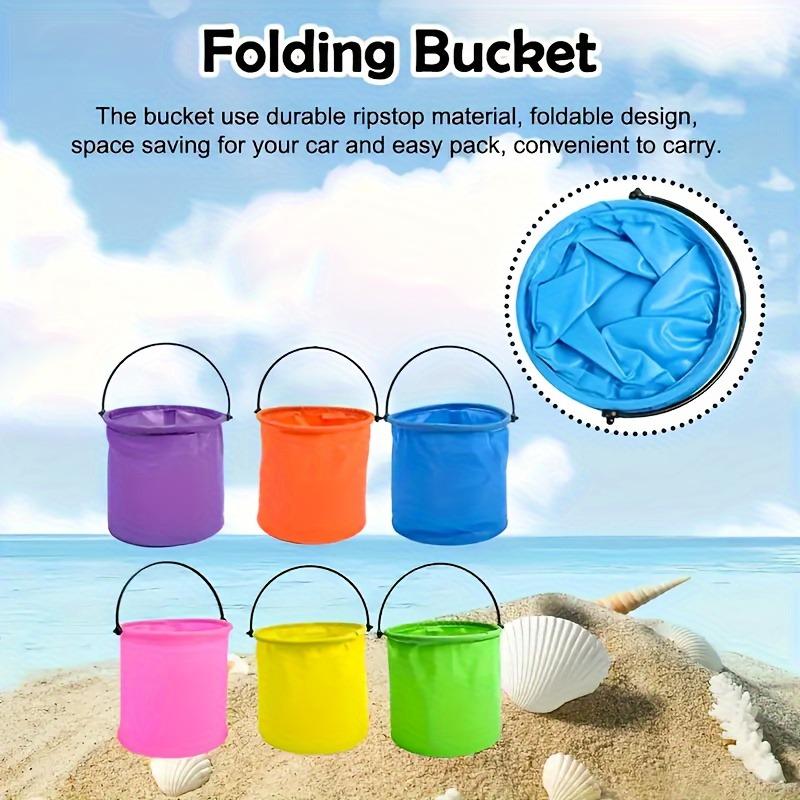 5pcs/set Mini Collapsible Beach Bucket - Portable PVC Watering Can for Outdoor Travel Camping Beach Water Games