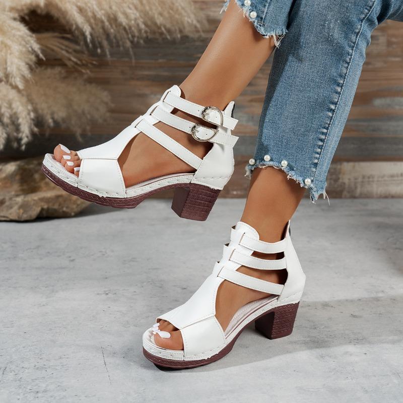 Fashion Women Chunky High-Heeled Sandals Summer Roman Style High Heel Sandals Fashion Gladiator Sandals for Women Casual Sandalias Mujer