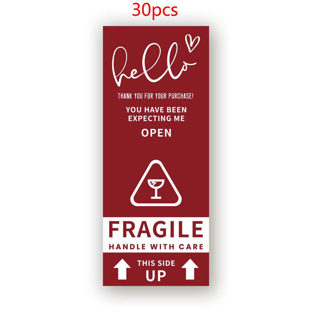 10-30 Stück Rote Gelbe Danke-Aufkleber Zerbrechlich „Vorsicht, zerbrechlich“-Etiketten Für Kleine Unternehmen Expressverpackung 6x15cm
