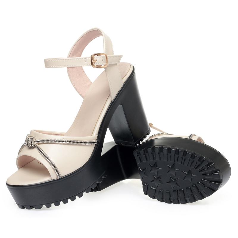 Fashion AIYUQI Women Sandals High Heels 2025 New Genuine Leather Fashion Women Sandals Large Size Rhinestone Summer Sandals Women