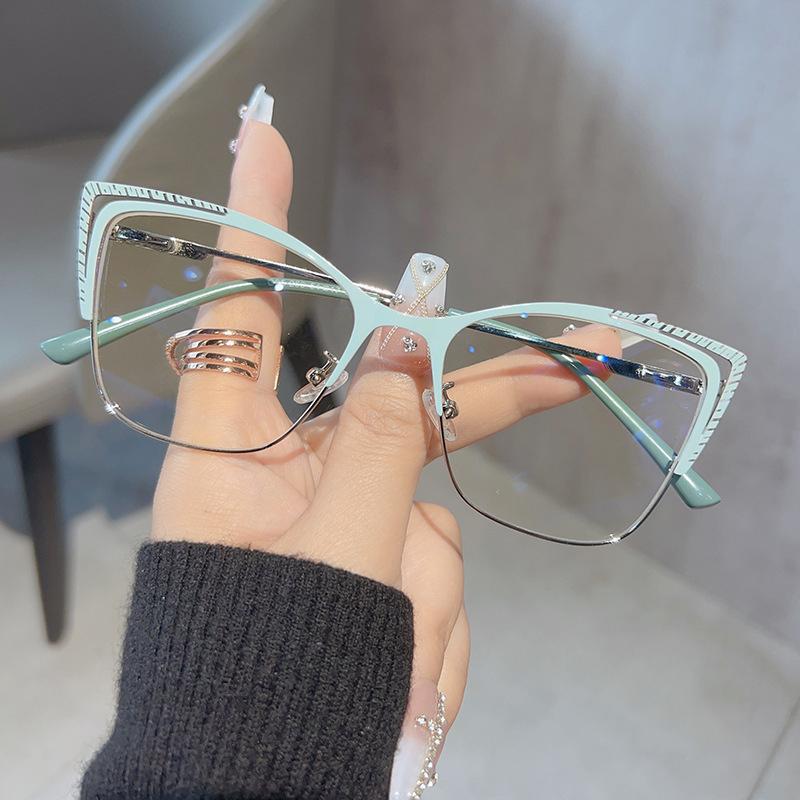 

Anti Blue Light Cat Eye Myopia Glasses Women Brand Designer Spring Hinge Pink Eyeglasses Metal Frame Fashion Nearsighted Glasses Myopia-225