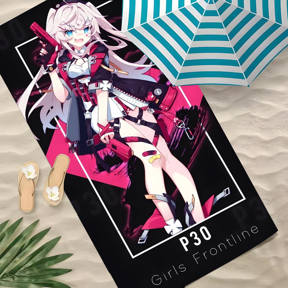 Game Girls' Frontline Towel Polyester Beach Towel Quick Dry Sand Free Bath Towel for Summer Pool Travel Vacation