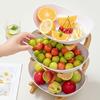 Mehrschichtiger Obstkorb mit Bambusständer, Mehrstöckiger Snack-Turm aus Kunststoff für Süßigkeiten und Nüsse, Platzsparender Küchenarbeitsplatten-Organizer für das Wohnzimmer