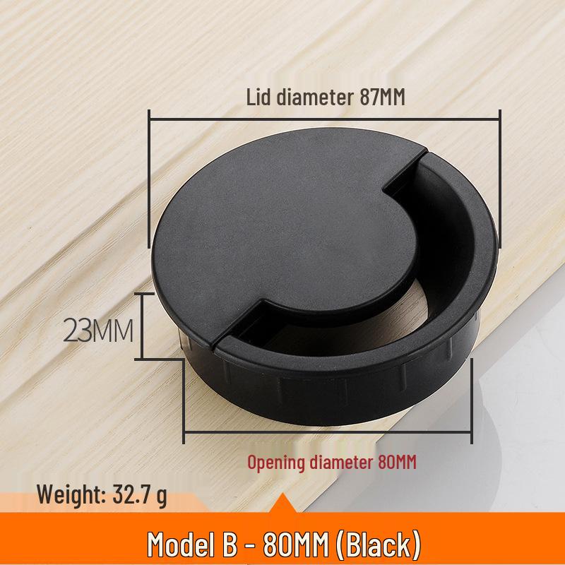Round Plastic Cable Grommet Hole Cover for Office Desk - Sizes 50/60/65/80 Mm