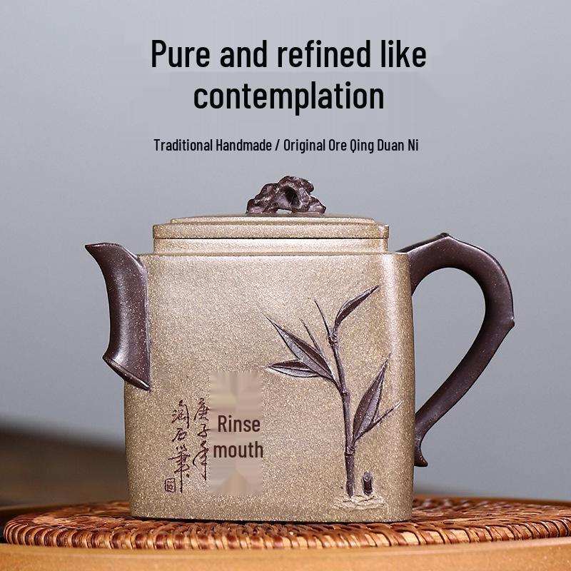 

Handmade Yixing Purple Clay Teapot Engraved and Painted - High-end Tea Set for a Clear Taste Gift Box