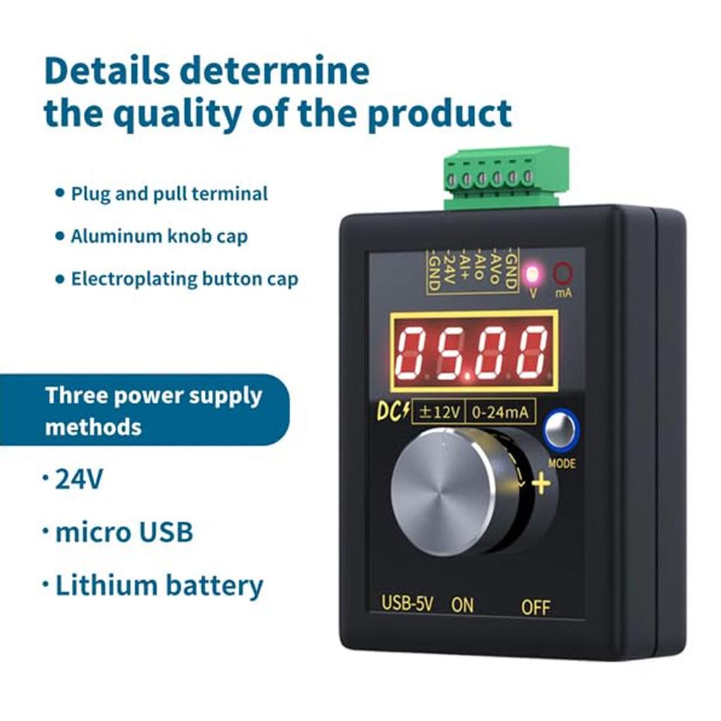 Analog 0-5V 0-10V 4-20mA Signal Generator,Adjustable Multi-functional Voltage Current Transmitter Simulator Calibrator