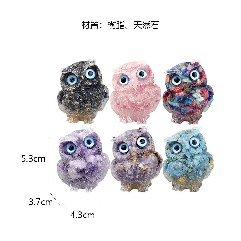 YUYAKESHI Eulenfigur, Maskottchen-Objekt, süße Mini-Eule, Eingang, Ripple-Steingehäuse, handgefertigt, Naturstein, Eule, Innendekoration, Harz, Zubehör, Tisch