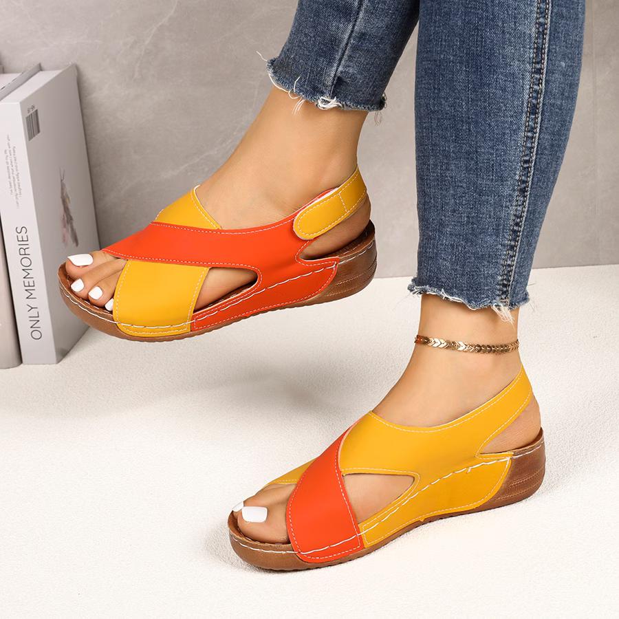 Women's Color Block Thick-Soled Sandals, Versatile Open-Toe Classic Summer Shoes, Women Shoes