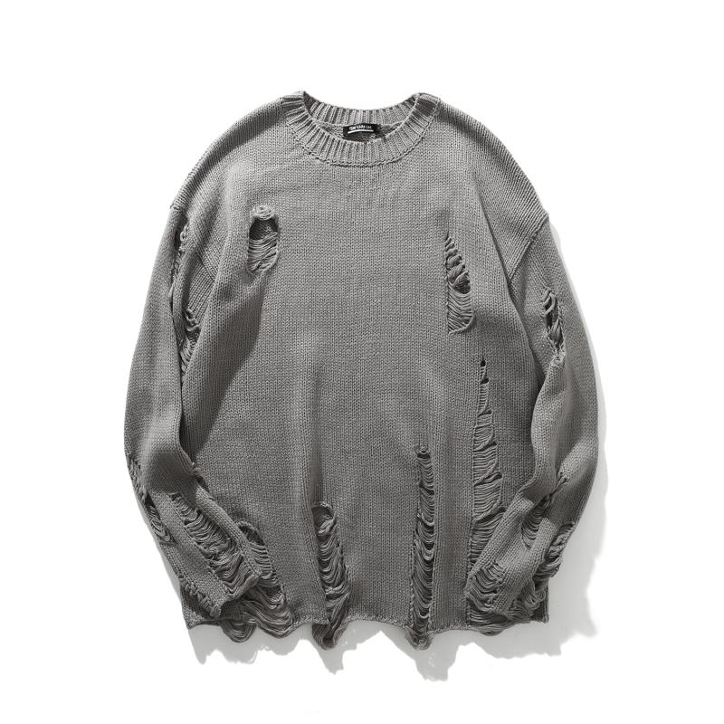 Black Red Striped Sweaters Washed Destroyed Ripped Pullover Sweater Male Hole Men Women Oversized Knitwear Harajuku 2026