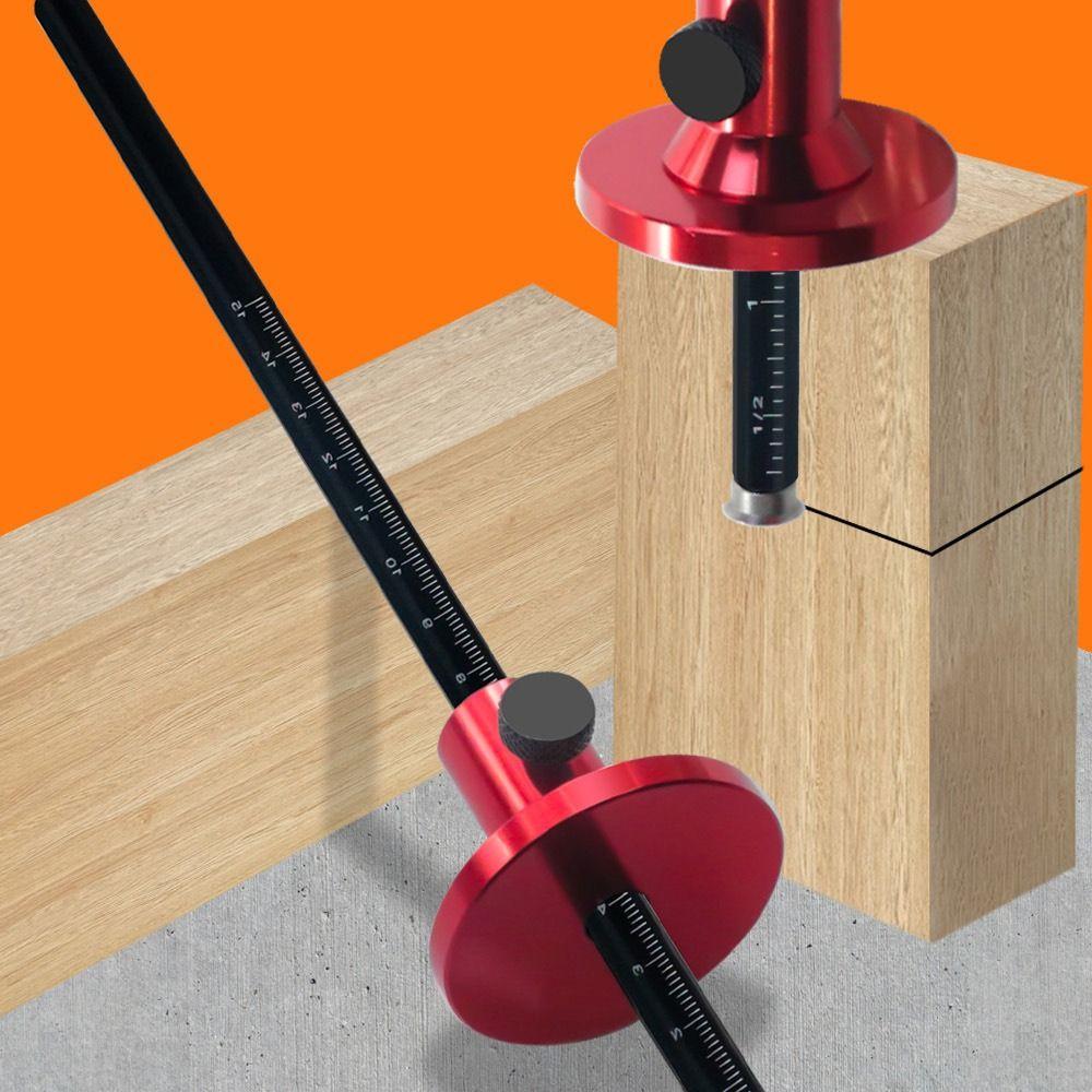 With Inch & MM Scale Wheel Marking Gauge Parallel Line Drawing Adjustable Wood Marking Tools Aluminum Alloy Mortise Measuring