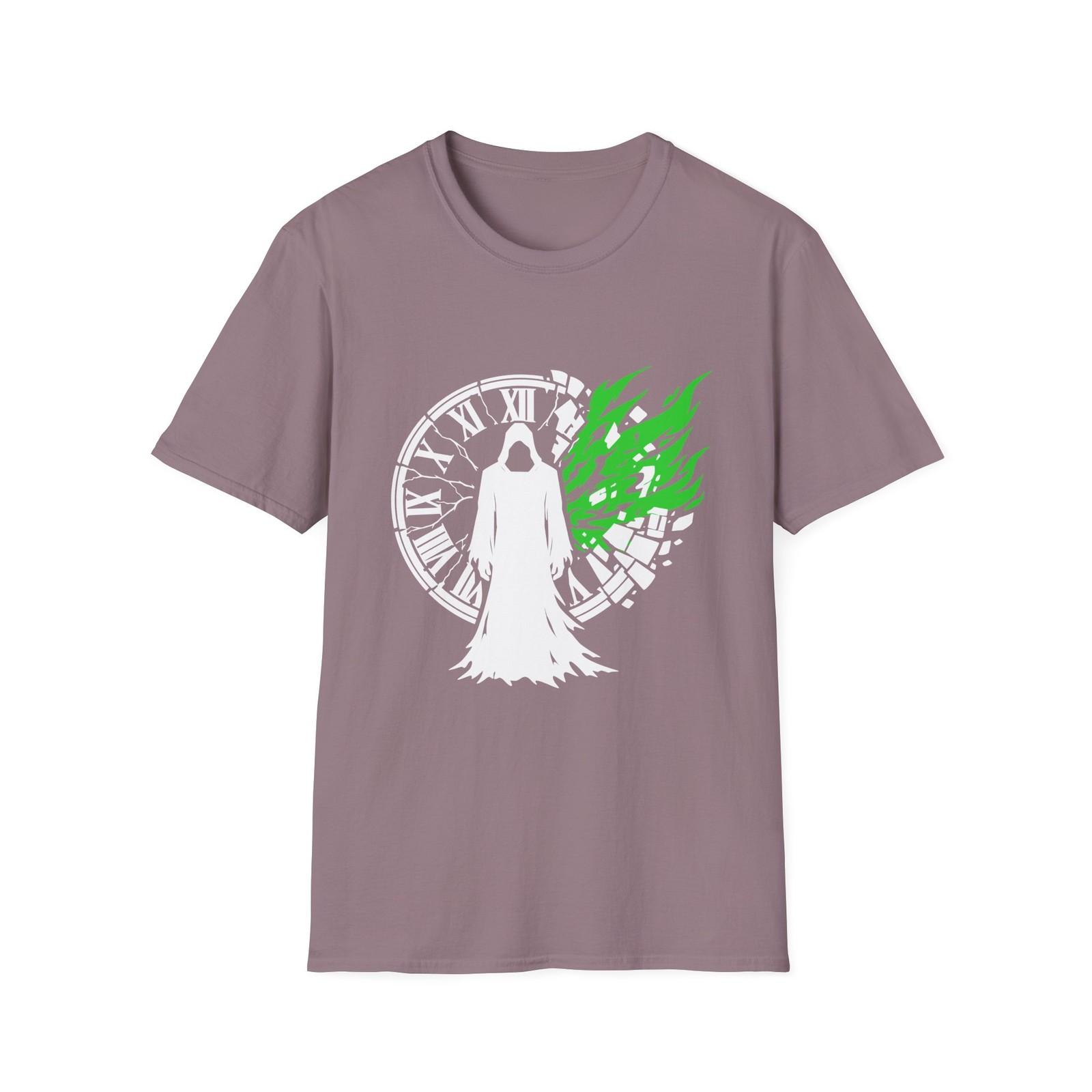 Grim Reaper Clock Occult Gothic Horror Dark Fantasy Unisex Softstyle T-Shirt S
