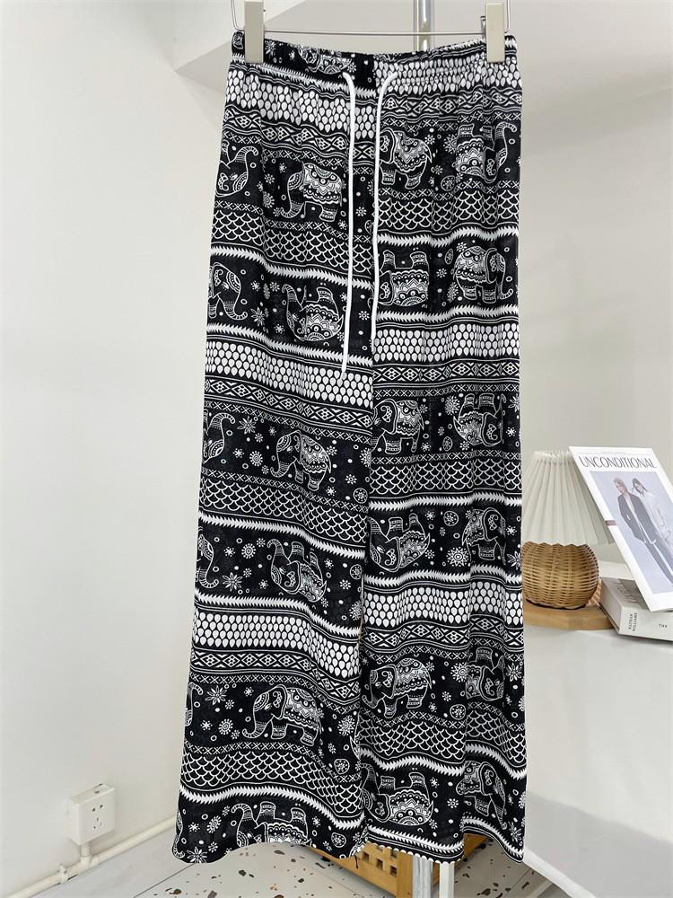 

Широкие брюки с высокой талией и драпировкой на весну/лето — длина до пола, повседневные, свободный крой, новая тайская женская мода One Size - Suitable for 90-140 lbs