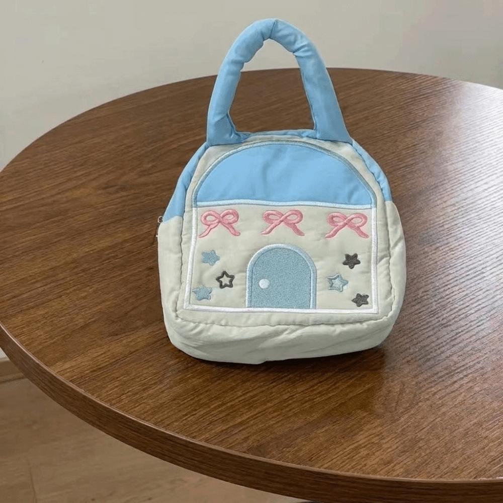Portable Small House Shaped Handbag Large Capacity Makeup Organizer Bag  Daily Use