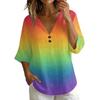 Damen V-Ausschnitt Kurzarm T-Shirt, Vintage Blumenprint Lockere Passform Lässiges Baumwoll-Leinen Oberteil