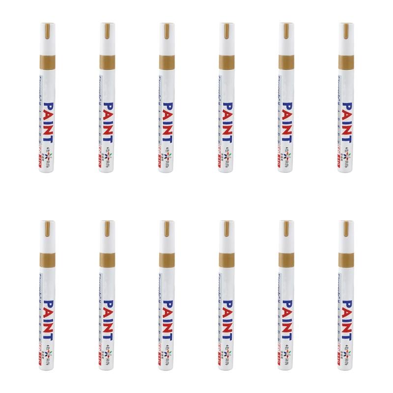 12 Pcs Permanent Paint Markers Oil Based Paint Pen Quick-Drying Permanent Marker for Plastic Cardboard Wood Metal Canvas