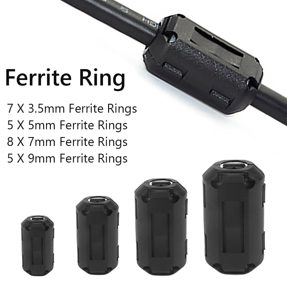 25/22 stk Ferrittkjerne Ringklemme Sett 3,5 mm/5 mm/7 mm/9 mm Clip-On Kabelkontakt Støyfiltre Undertrykker for USB Bilradio Video