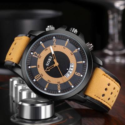 New Fashion Men Sport Wrist Watches Leather Strap Watch Men Quartz Watch For Men Male Clock