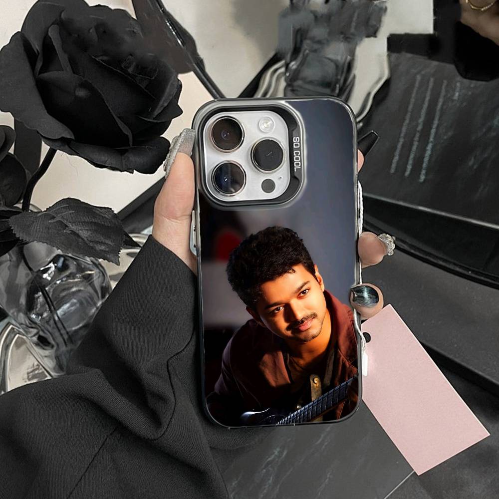 

T-ThalaPathy V-Vijay Actor Phone Case For iPhone17, 16,15,14,13,12 Pro Max Black Candy Matte Shockproof Cover iPhone12PRO
