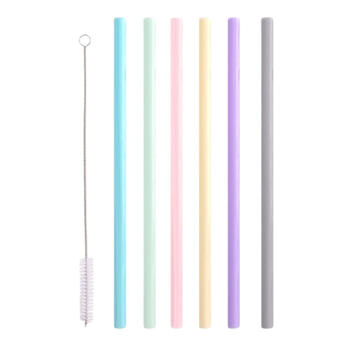 

Leeseph Reusable Silicone Drinking Straws, Long Straight Flexible Silicone Drinking Straws with Cleaning Brushes for 6 Pieces