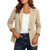 Women's Business Casual Loose Fit Solid Color Lapel Collar Front Button Long Sleeve Blazer Jacket Suitable for Office and Daily Wear