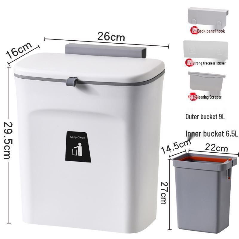 

Подвесное настенное мусорное ведро с откидной крышкой для кухни и ванной комнаты с внутренним ведром