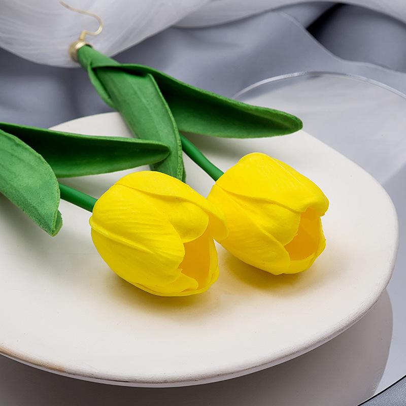 Simulation Long Tulip Exaggerated Design Flower Earrings, Creative Fashion Personality Trend Earrings