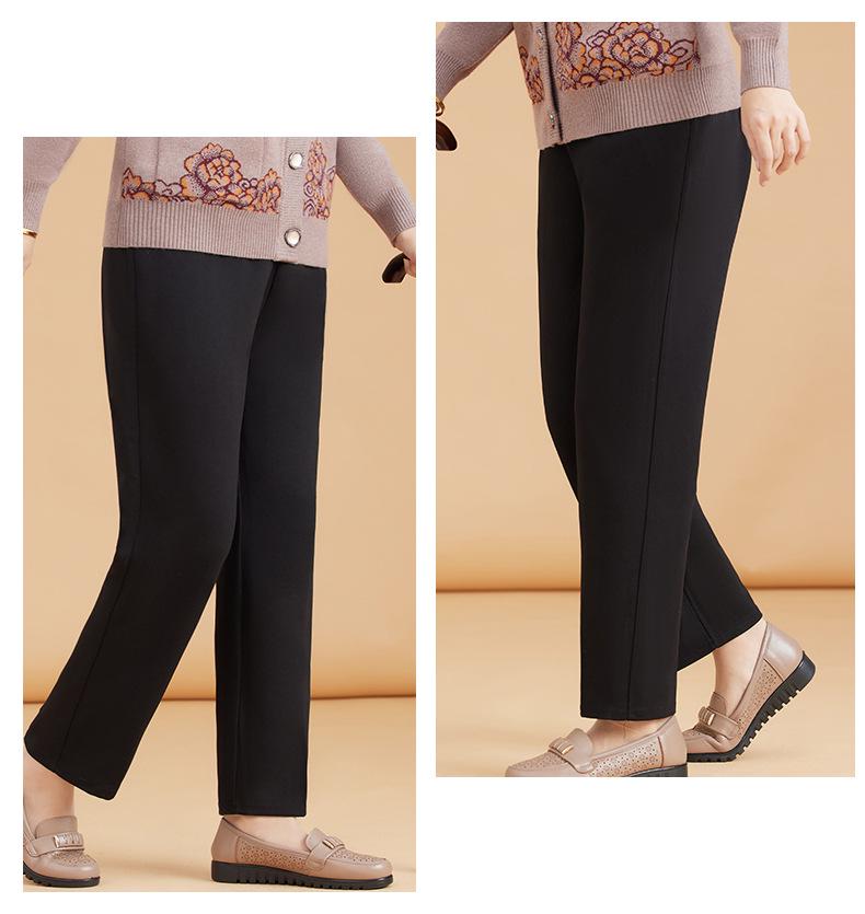 Mom's Plus Velvet Warm Cotton Pants for Middle-Aged and Elderly Women - Large Size, Loose-Fit, Suitable for Spring, Autumn, and Winter.