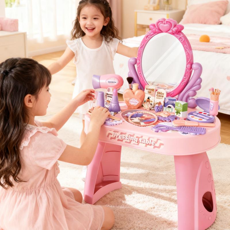 Non-Toxic 30Pcs Kids Dressing Table Toy Children Simulation Home Makeup And Makeup Jewelry Box Pretend Play Toys For Children Birthday Gift