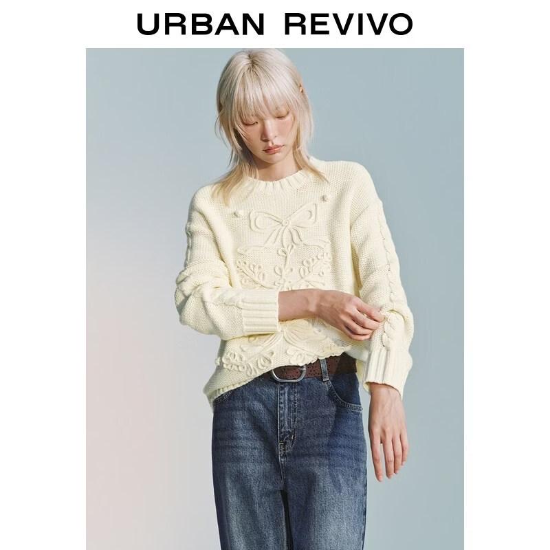 UR 2026 Spring Women s 3D Bow Jacquard Knit Sweater S