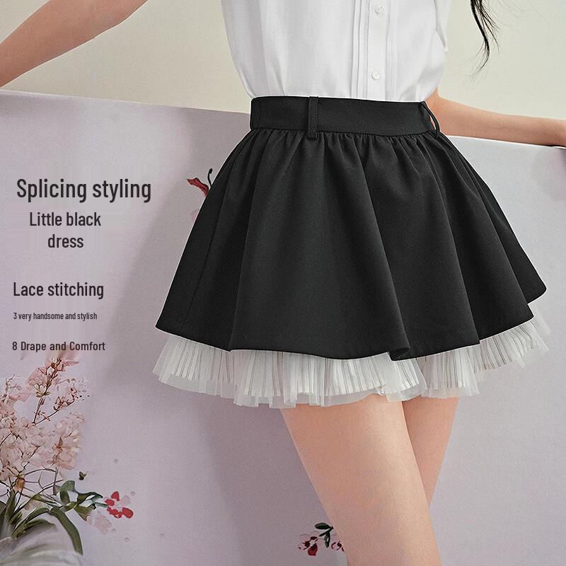 Ledian Spliced Mesh A-Line Mini Skirt M/160
