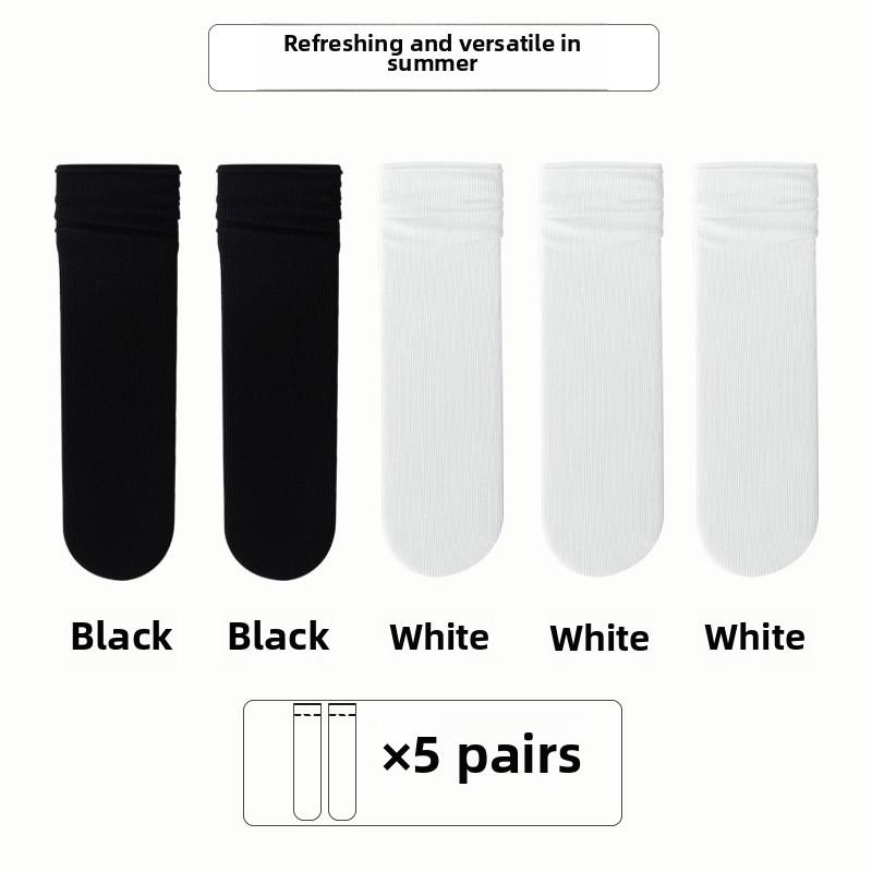 5 Pairs of Women's Summer Thin Long Tube Pile Socks