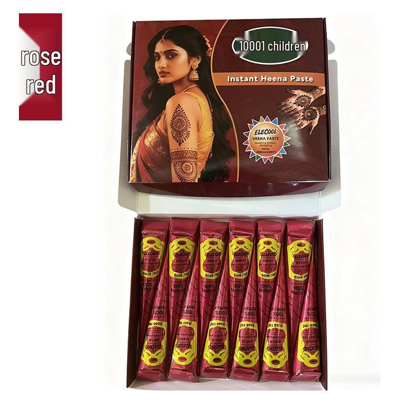 Plant-Based Henna Tattoo Paste: Hand-Painted Semi-Concealing Cream with Various Shades Available