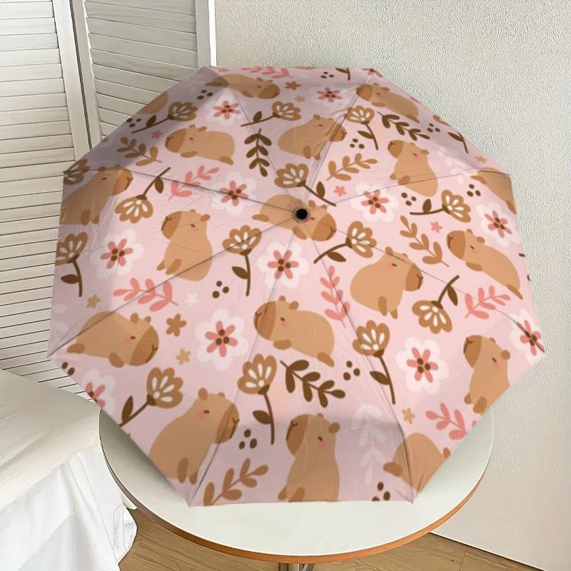 

1pc Capybara Print Automatic Folding Umbrella - Compact 8-Rib Design,Perfect Gift for Friends & Family yy250926008