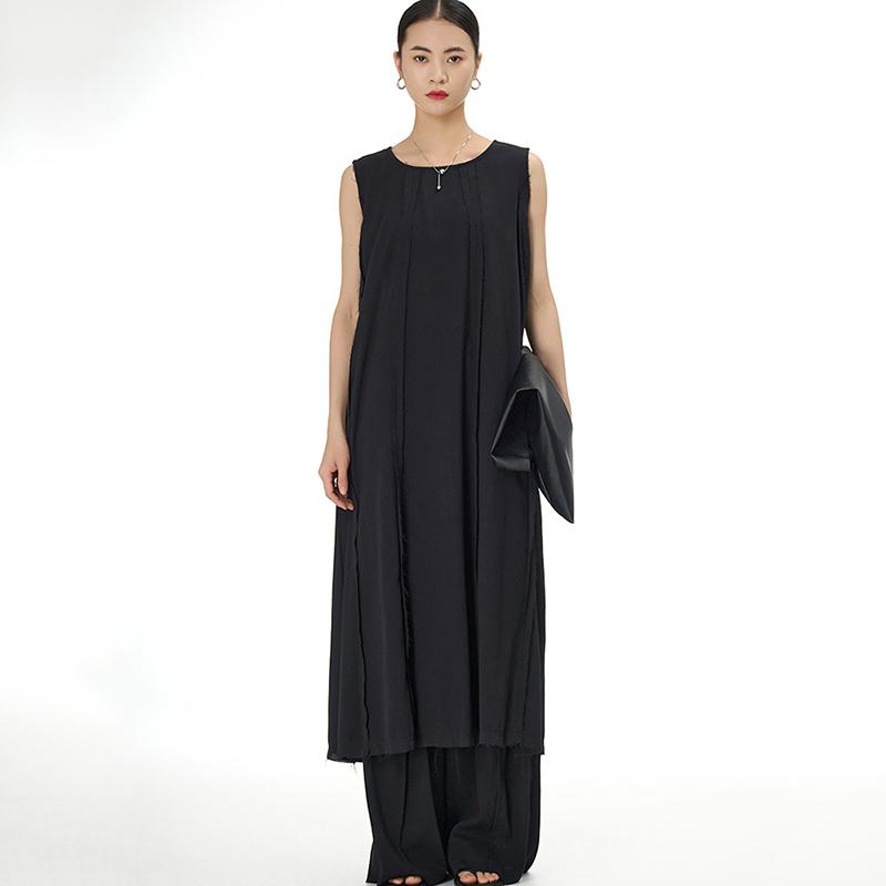 

XITAO однотонное платье без рукавов, новое летнее женское платье DMJ1917 One Size чёрный