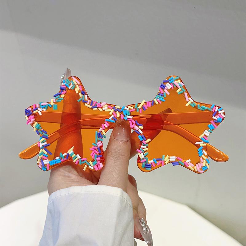 Cute Star Shaped Sunglasses with Sprinkles Women Stylish Beach Holiday Decor Shades Trendy Original Design Sun Glasses