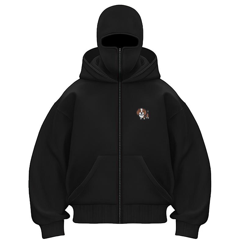Winddichter Hoodie Sportjacke Hunde-Stickmuster Damenbekleidung Doppelte modische Kapuze Polyester Doppelkappe