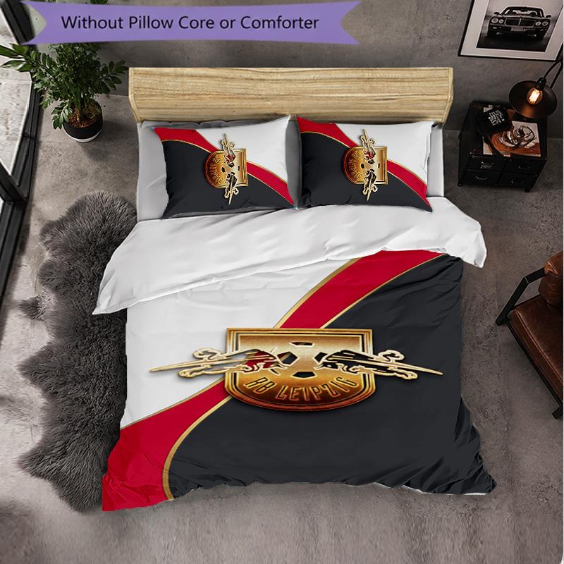 RB Leipzig Football 3 Piece Bedding Set Soft Duvet Cover Set with Pillowcases Printed Bedroom Decor Set for Home