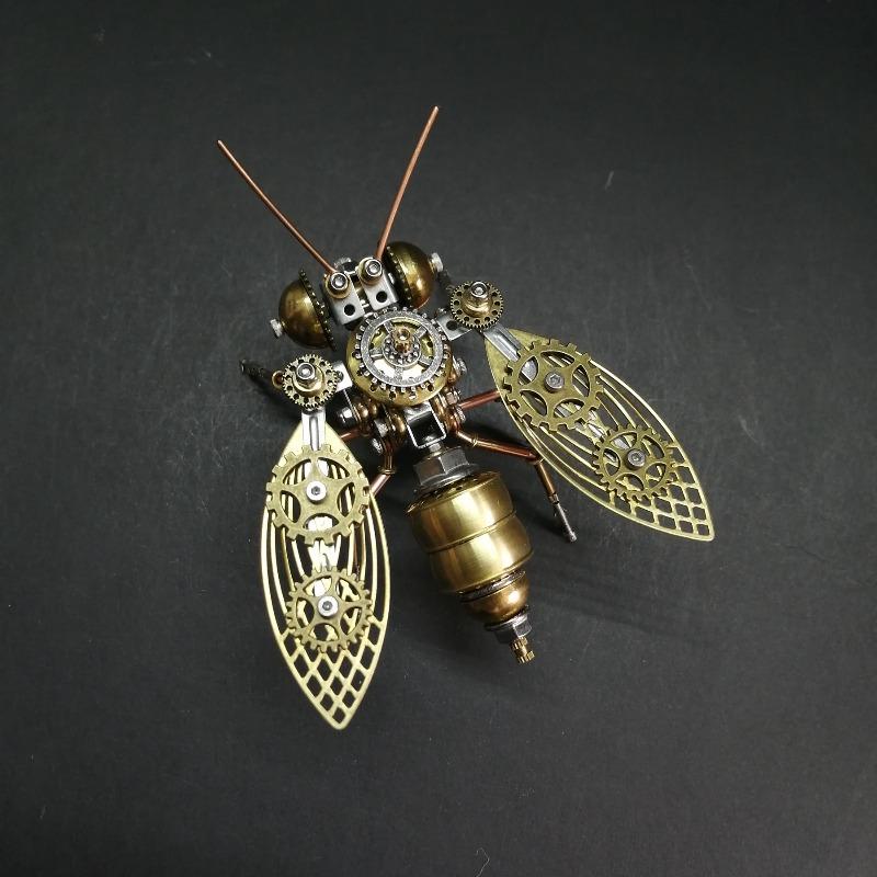 1 Steampunk Mechanical Bee 3D Metal Model, Mechanical Punk Style Assembled Model Kit gray