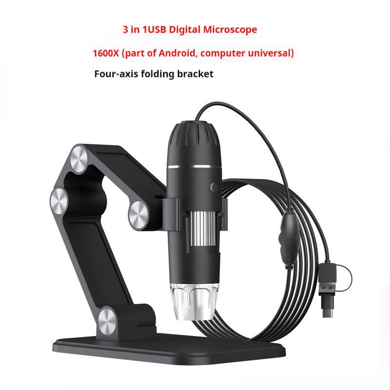 1600X Usb Digital Microscope 3 In 1 Portable Electronic Microscope for Soldering Led Magnifier Type-C Magnifier