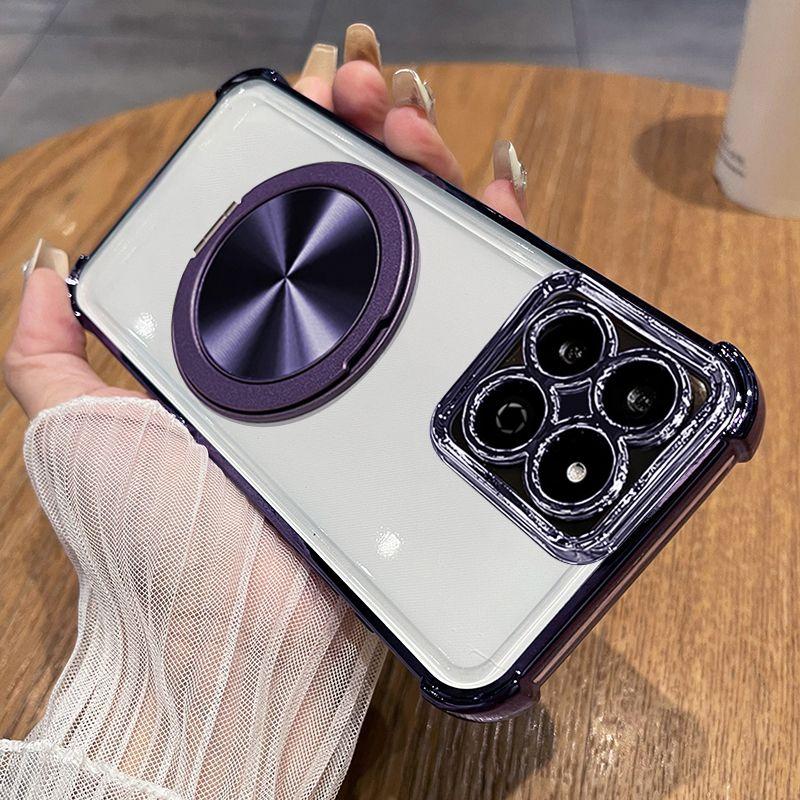 Pro Honor X6C X7C Pouzdro Módní Průhledné Galvanické 360° Otočný Stojánek TPU Kryt proti pádu Pro Honor X 6 7 C Funda