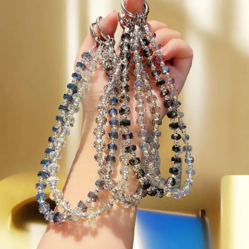 1 Piece Hand-beaded Wrist Chain Mobile Phone Lanyard Luxury Short Water Drop Crystal Hanging Chain Hand-held Pendant